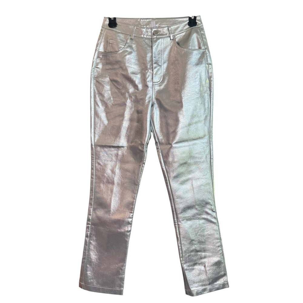 Steve Madden Silver Metallic Faux Leather High Waist Pants Size 26